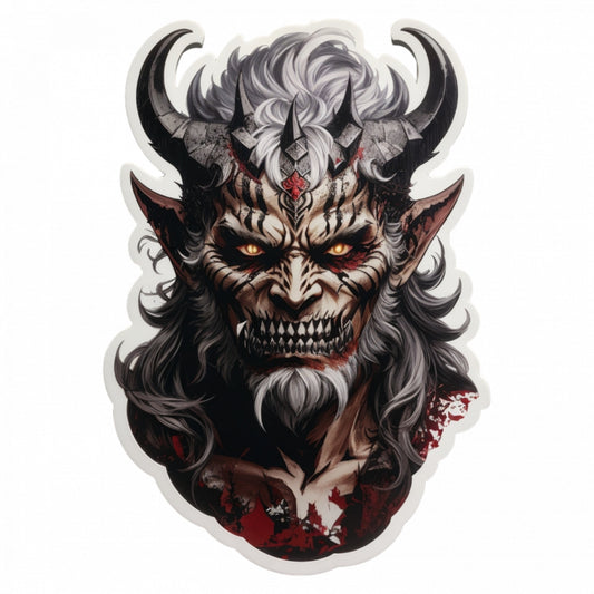Set 3 bucati, Sticker decorativ, Demonul Belphegor cu colti, Rezistent la apa, NO43, 6 cm, Multicolor