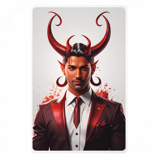 Set 3 bucati, Sticker decorativ, Demonul Lucifer cu coarne, Rezistent la apa, NO831, 6 cm, Multicolor