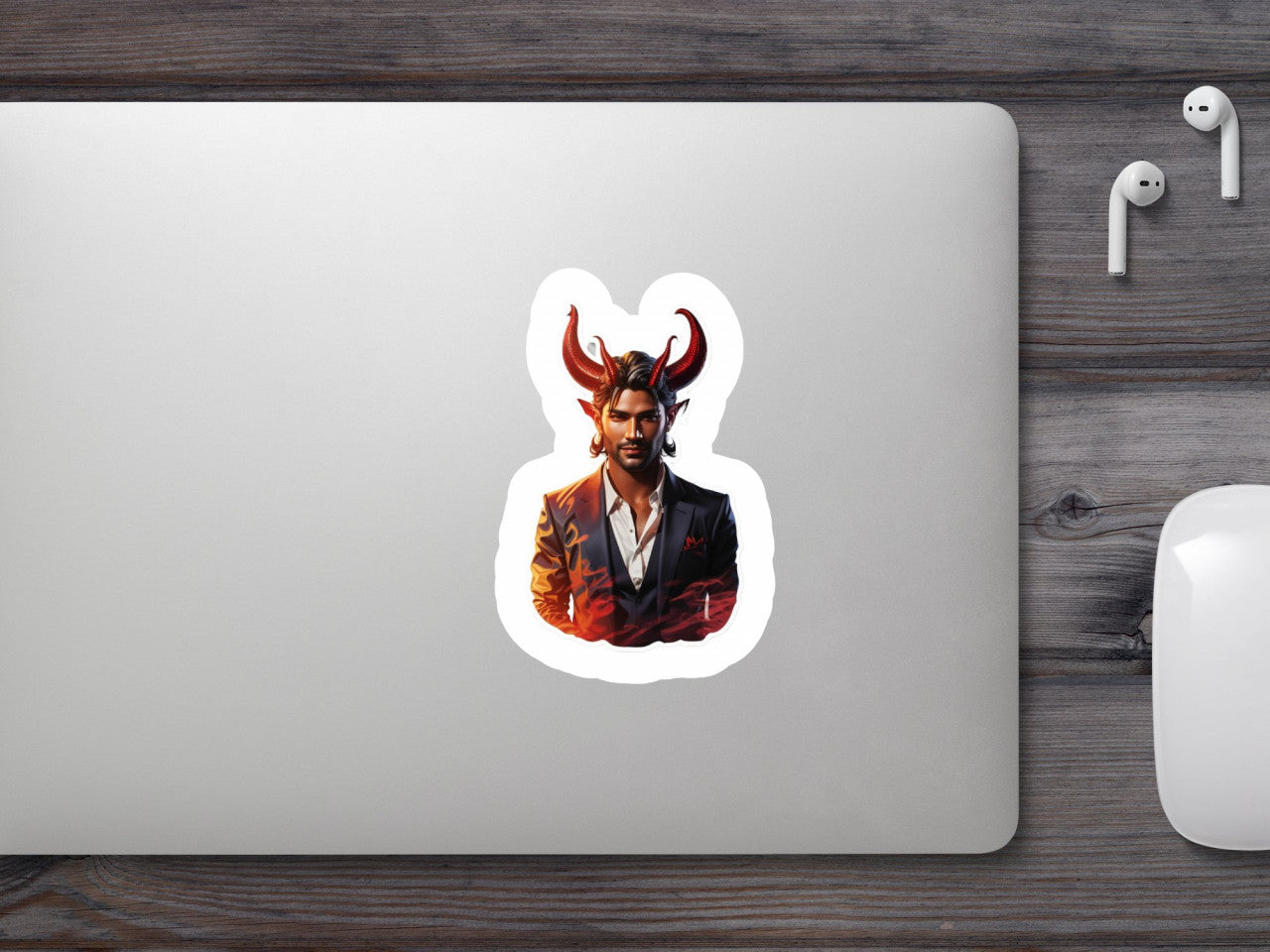 Set 3 bucati, Sticker decorativ, Demonul Lucifer cu coarne, Rezistent la apa, NO830, 6 cm, Multicolor