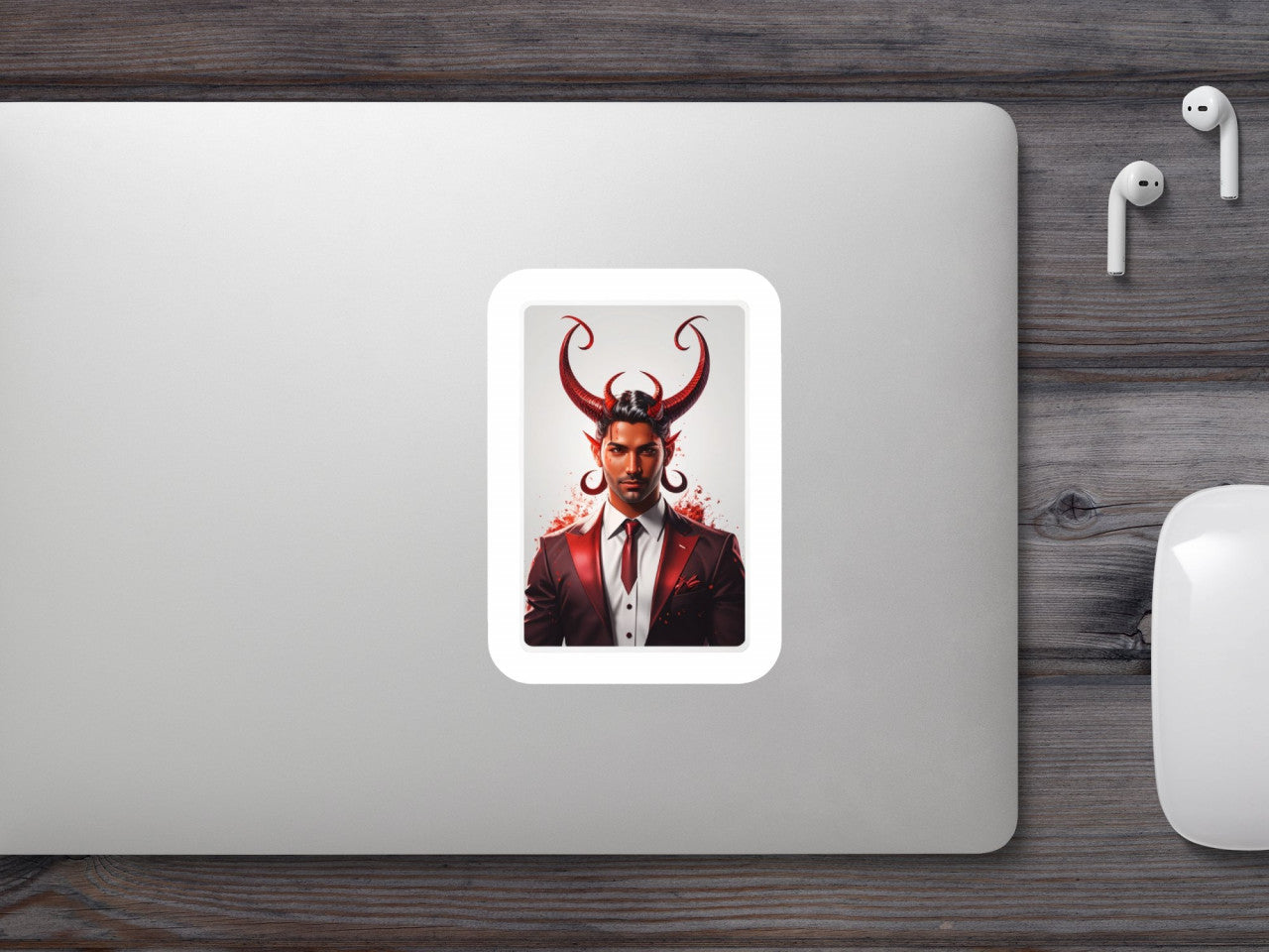 Set 3 bucati, Sticker decorativ, Demonul Lucifer cu coarne, Rezistent la apa, NO831, 6 cm, Multicolor