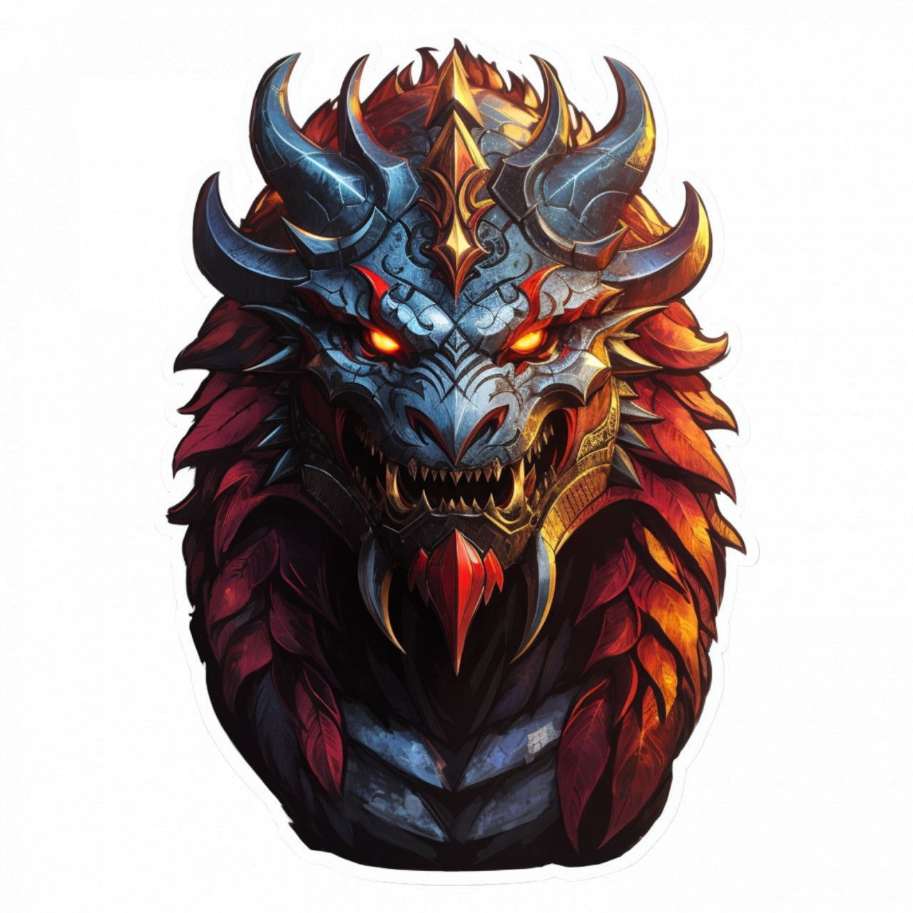 Set 3 bucati, Sticker decorativ, Demonul Malphas cu coarne si colti, Rezistent la apa, NO859, 6 cm, Multicolor