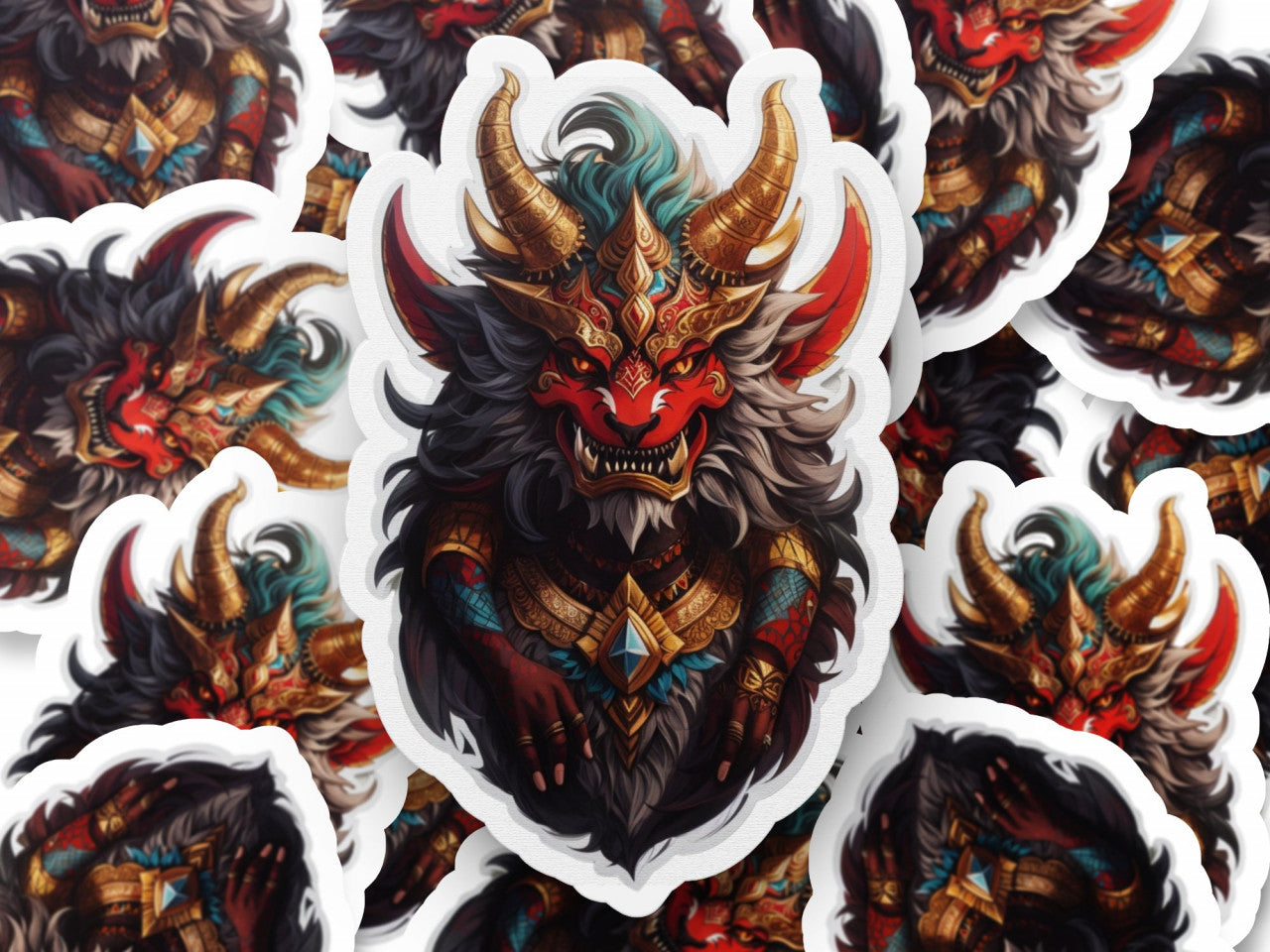 Set 3 bucati, Sticker decorativ, Demonul Paimon, Rezistent la apa, NO999, 6 cm, Multicolor