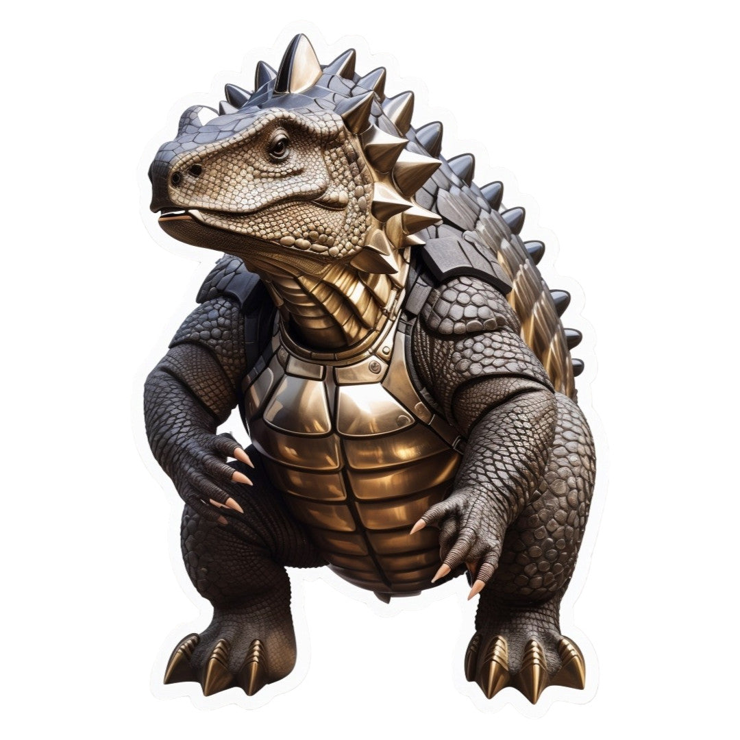 Set 3 bucati, Sticker decorativ, Dinozaur Ankylosaurus, Rezistent la apa, NO1425, 6 cm, Multicolor