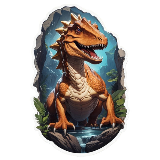 Set 3 bucati, Sticker decorativ, Dinozaur cu tepi, Rezistent la apa, NO2047, 6 cm, Multicolor