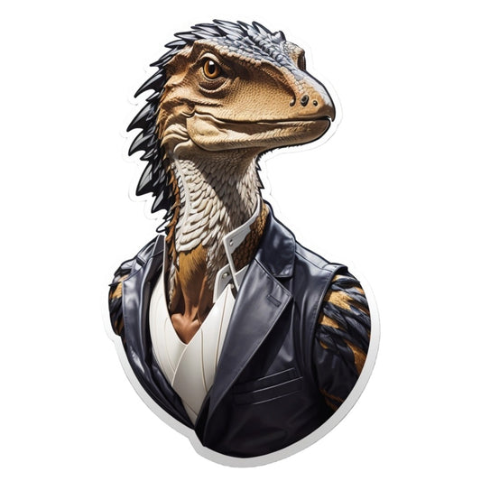 Set 3 bucati, Sticker decorativ, Dinozaur Velociraptor, Rezistent la apa, NO1431, 6 cm, Multicolor