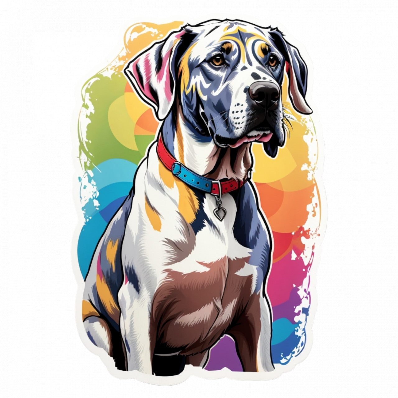 Set 3 bucati, Sticker decorativ, Dog german cu zgarda, Rezistent la apa, NO647, 6 cm, Multicolor