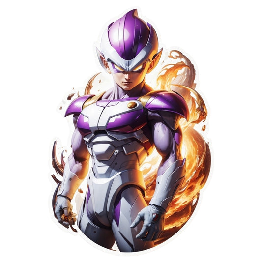 Set 3 bucati, Sticker decorativ, Dragon ball Frieza in costum intreg, Rezistent la apa, NO2072, 6 cm, Multicolor