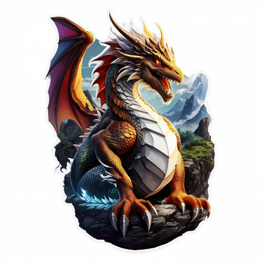 Set 3 bucati, Sticker decorativ, Dragon mitologic, Rezistent la apa, NO490, 6 cm, Multicolor