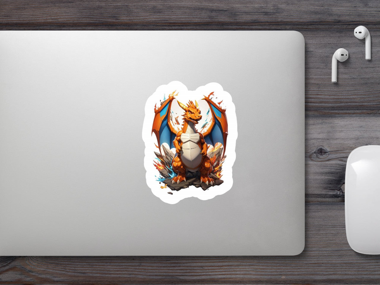 Set 3 bucati, Sticker decorativ, Dragon pokemon cu papion, Rezistent la apa, NO2014, 6 cm, Multicolor
