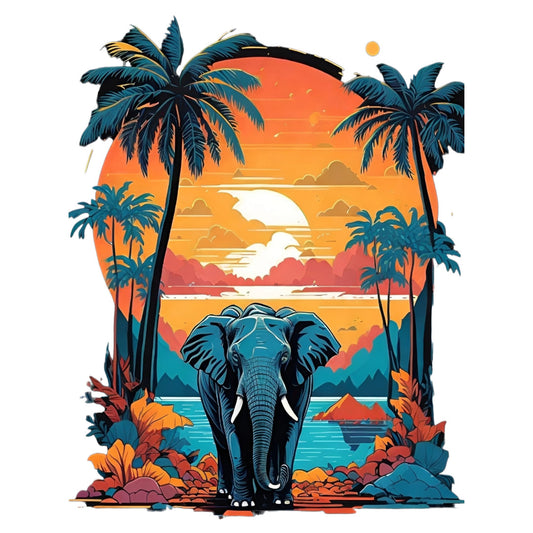 Set 3 bucati, Sticker decorativ, Elefantul in jungla, Rezistent la apa, NO1730, 6 cm, Multicolor