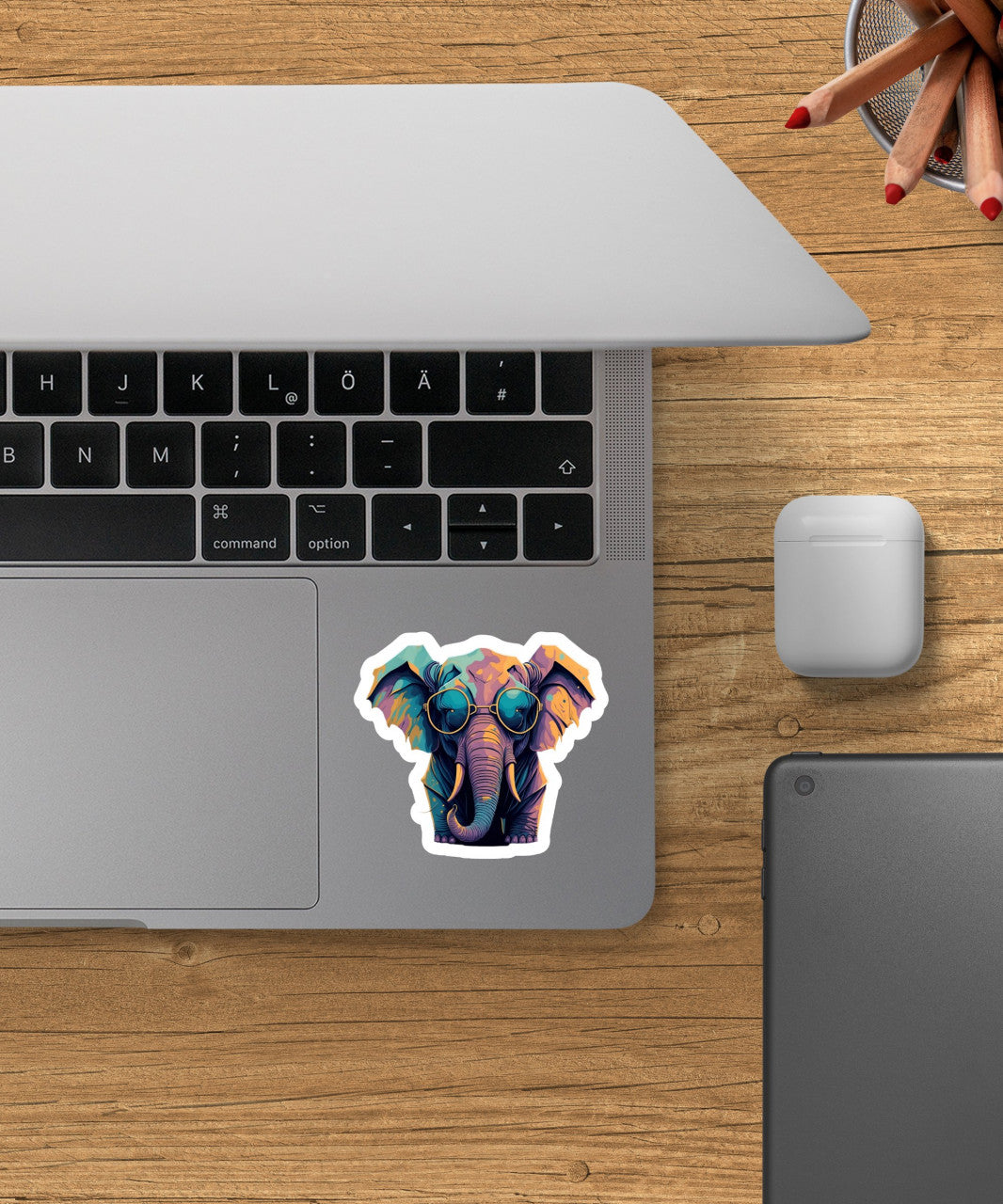 Set 3 bucati, Sticker decorativ, Elefantul stilat, Rezistent la apa, NO1515, 6 cm, Multicolor