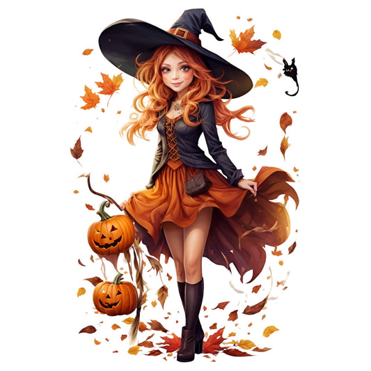 Set 3 bucati, Sticker decorativ, Fata costumata de halloween, Rezistent la apa, NO1498, 6 cm, Multicolor