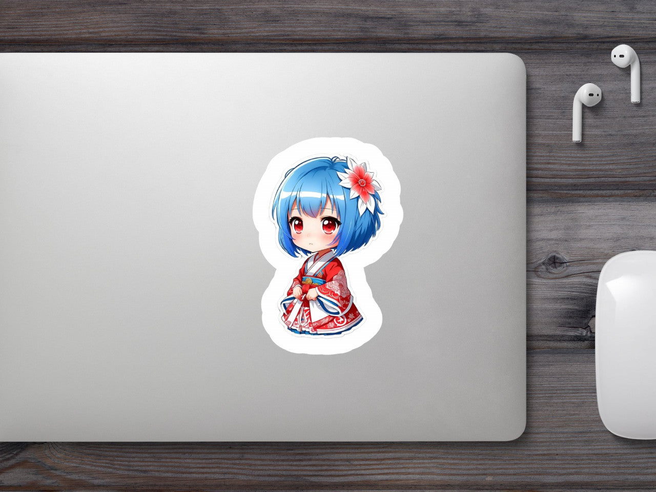 Set 3 bucati, Sticker decorativ, Fetita din Japonia, Rezistent la apa, NO1613, 6 cm, Multicolor
