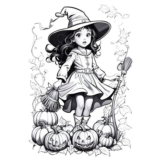 Set 3 bucati, Sticker decorativ, Fetita halloween, Rezistent la apa, NO1627, 6 cm, Multicolor