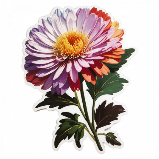 Set 3 bucati, Sticker decorativ, Floare Aster , Rezistent la apa, NO133, 6 cm, Multicolor