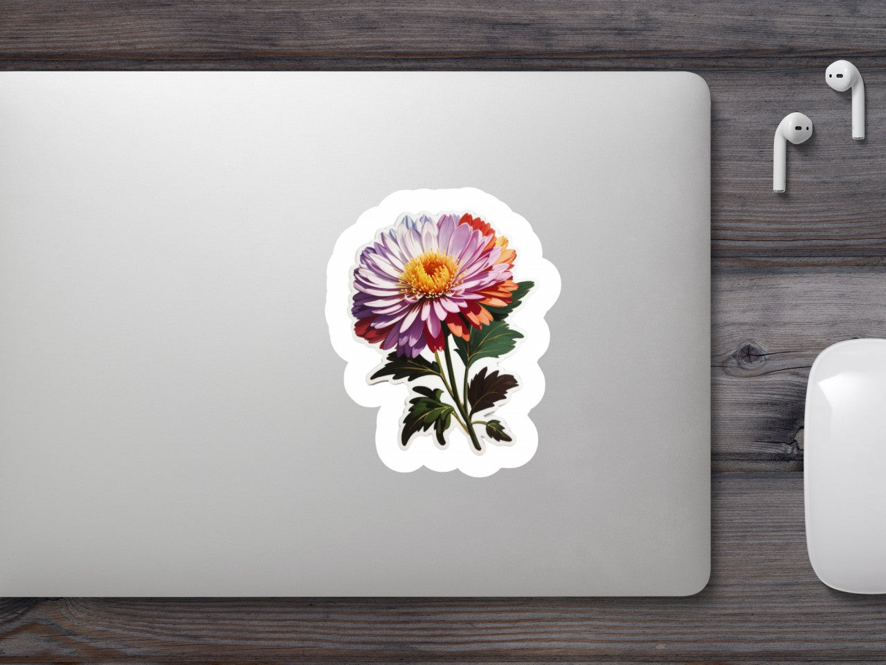 Set 3 bucati, Sticker decorativ, Floare Aster , Rezistent la apa, NO133, 6 cm, Multicolor