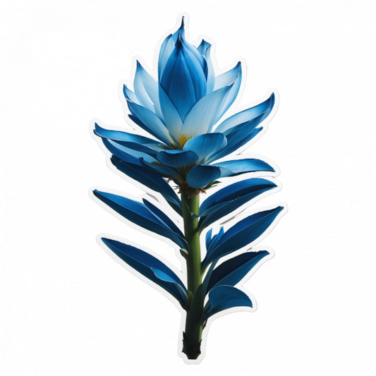 Set 3 bucati, Sticker decorativ, Floare blue puya, Rezistent la apa, NO2, 6 cm, Multicolor