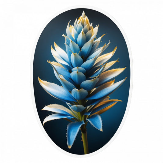 Set 3 bucati, Sticker decorativ, Floare blue puya, Rezistent la apa, NO3, 6 cm, Multicolor