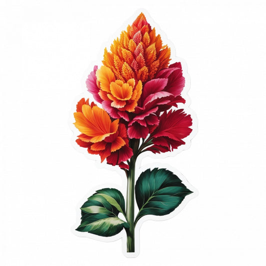 Set 3 bucati, Sticker decorativ, Floare Creasta cocosului, Rezistent la apa, NO352, 6 cm, Multicolor