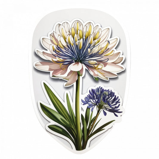 Set 3 bucati, Sticker decorativ, Floare de Agaphantus inflorita, Rezistent la apa, NO232, 6 cm, Multicolor