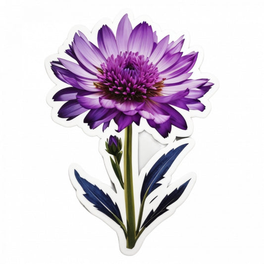 Set 3 bucati, Sticker decorativ, Floare de Albastrica, Rezistent la apa, NO408, 6 cm, Multicolor