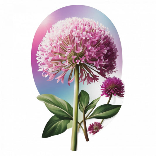 Set 3 bucati, Sticker decorativ, Floare de Allium cu boboc, Rezistent la apa, NO219, 6 cm, Multicolor