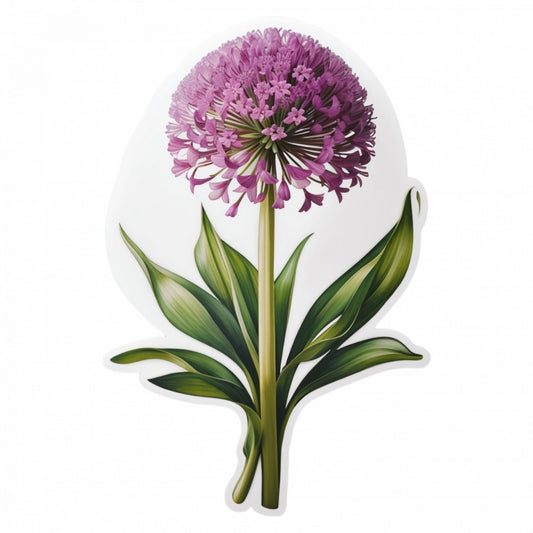 Set 3 bucati, Sticker decorativ, Floare de Allium, Rezistent la apa, NO222, 6 cm, Multicolor
