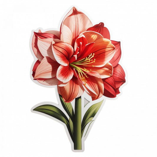 Set 3 bucati, Sticker decorativ, Floare de Amaryllis, Rezistent la apa, NO210, 6 cm, Multicolor