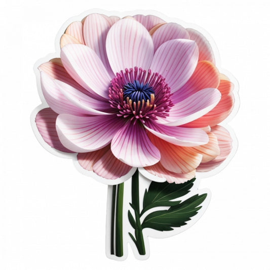 Set 3 bucati, Sticker decorativ, Floare de Anemone, Rezistent la apa, NO179, 6 cm, Multicolor