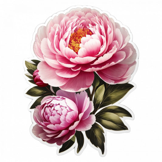 Set 3 bucati, Sticker decorativ, Floare de Bujor, Rezistent la apa, NO1032, 6 cm, Multicolor