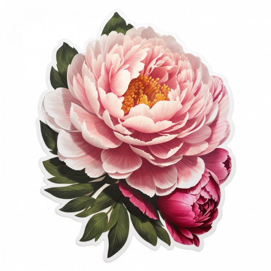 Set 3 bucati, Sticker decorativ, Floare de Bujor, Rezistent la apa, NO1034, 6 cm, Multicolor