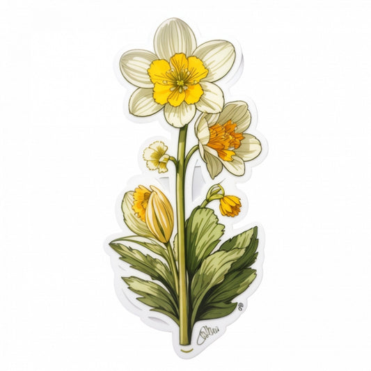 Set 3 bucati, Sticker decorativ, Floare de ciubotica cucului, Rezistent la apa, NO418, 6 cm, Multicolor