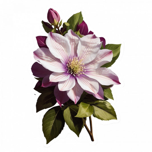 Set 3 bucati, Sticker decorativ, Floare de Clematis, Rezistent la apa, NO386, 6 cm, Multicolor