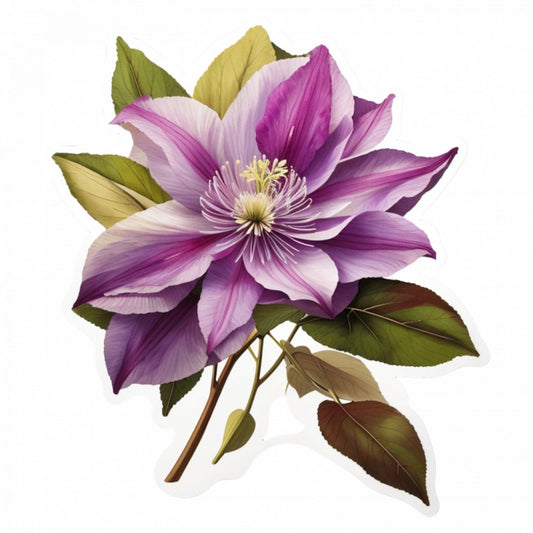 Set 3 bucati, Sticker decorativ, Floare de Clematis, Rezistent la apa, NO389, 6 cm, Multicolor