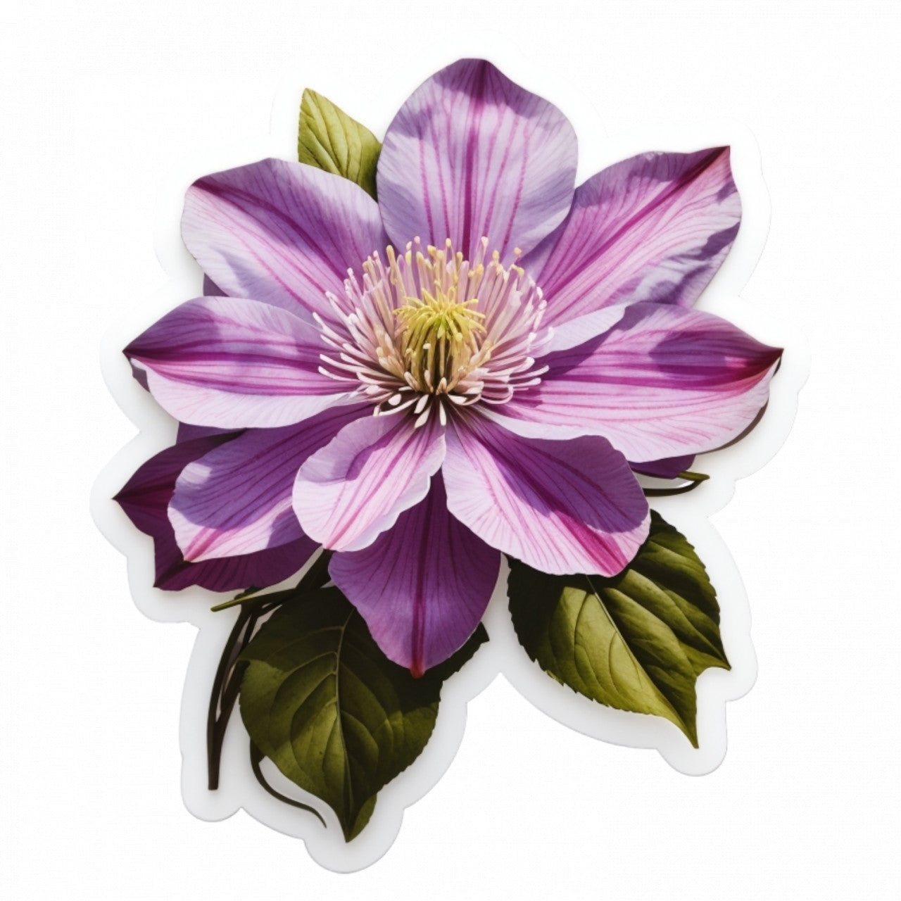 Set 3 bucati, Sticker decorativ, Floare de Clematis, Rezistent la apa, NO390, 6 cm, Multicolor