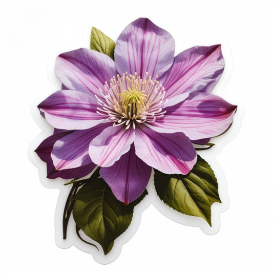 Set 3 bucati, Sticker decorativ, Floare de Clematis, Rezistent la apa, NO390, 6 cm, Multicolor