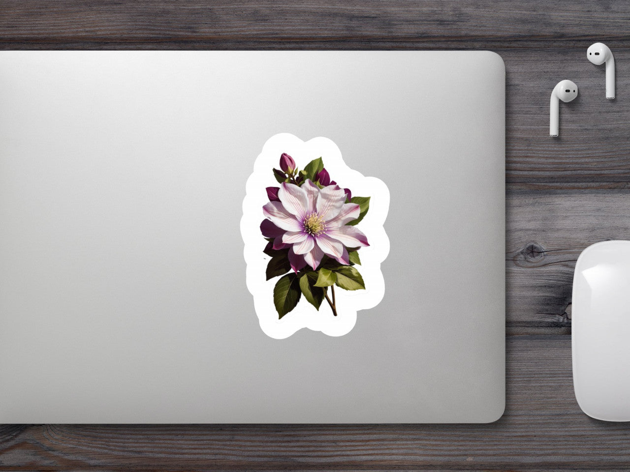 Set 3 bucati, Sticker decorativ, Floare de Clematis, Rezistent la apa, NO386, 6 cm, Multicolor