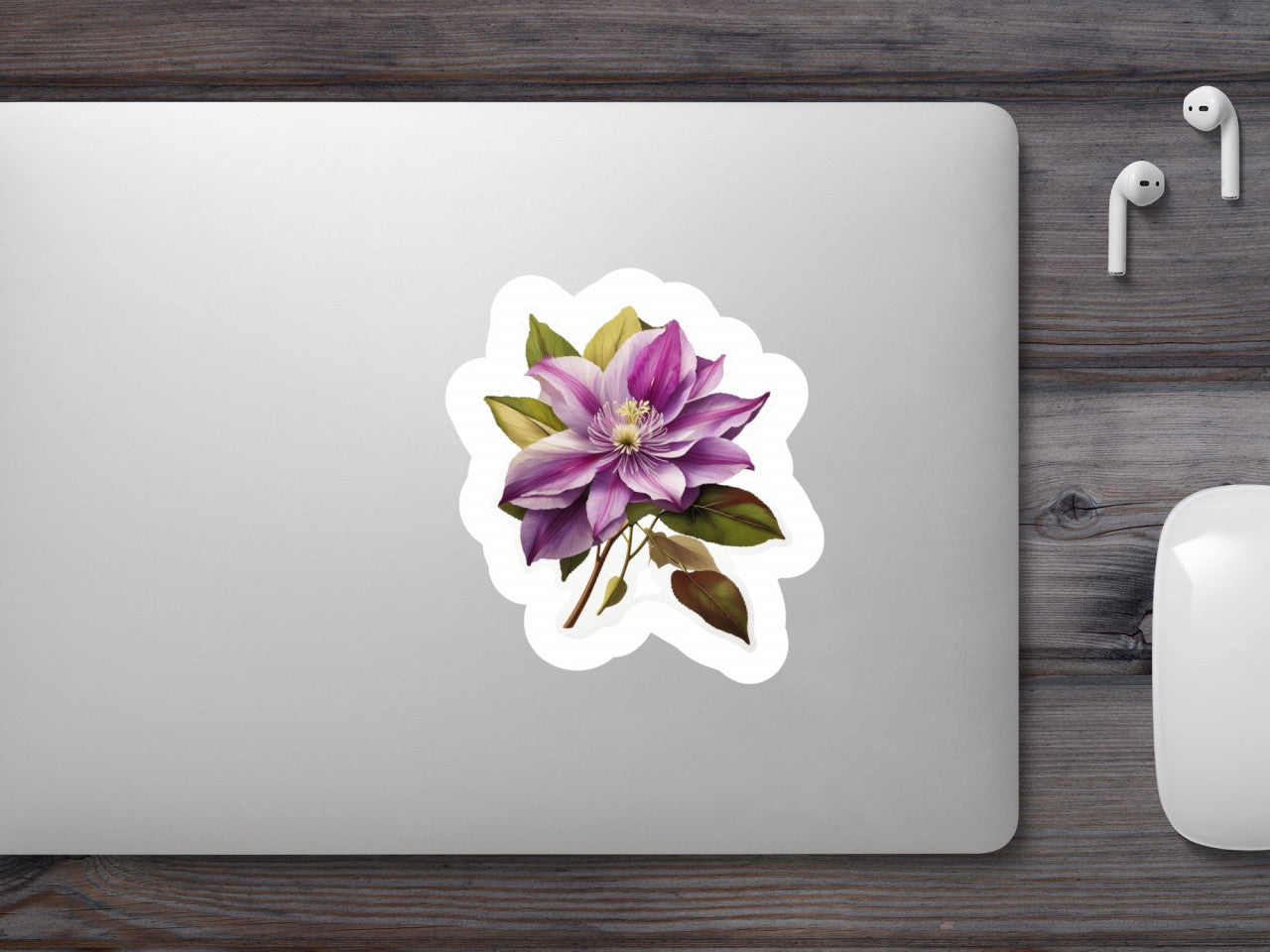 Set 3 bucati, Sticker decorativ, Floare de Clematis, Rezistent la apa, NO389, 6 cm, Multicolor