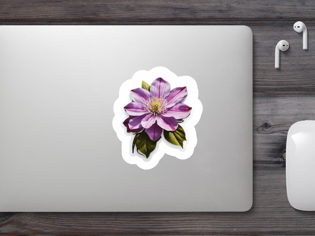 Set 3 bucati, Sticker decorativ, Floare de Clematis, Rezistent la apa, NO390, 6 cm, Multicolor