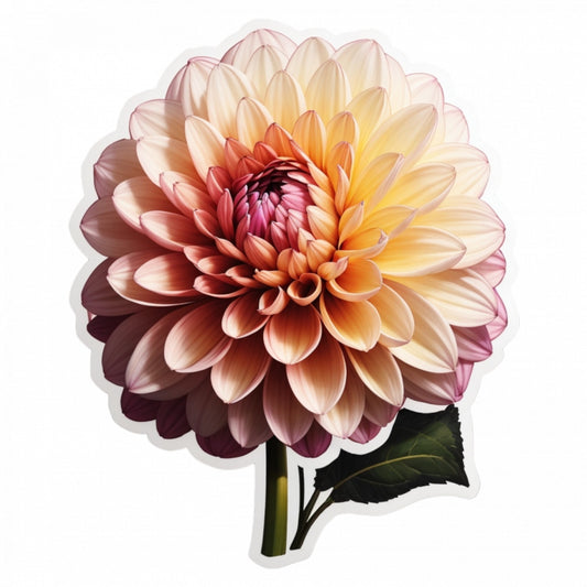 Set 3 bucati, Sticker decorativ, Floare de Dalie, Rezistent la apa, NO447, 6 cm, Multicolor