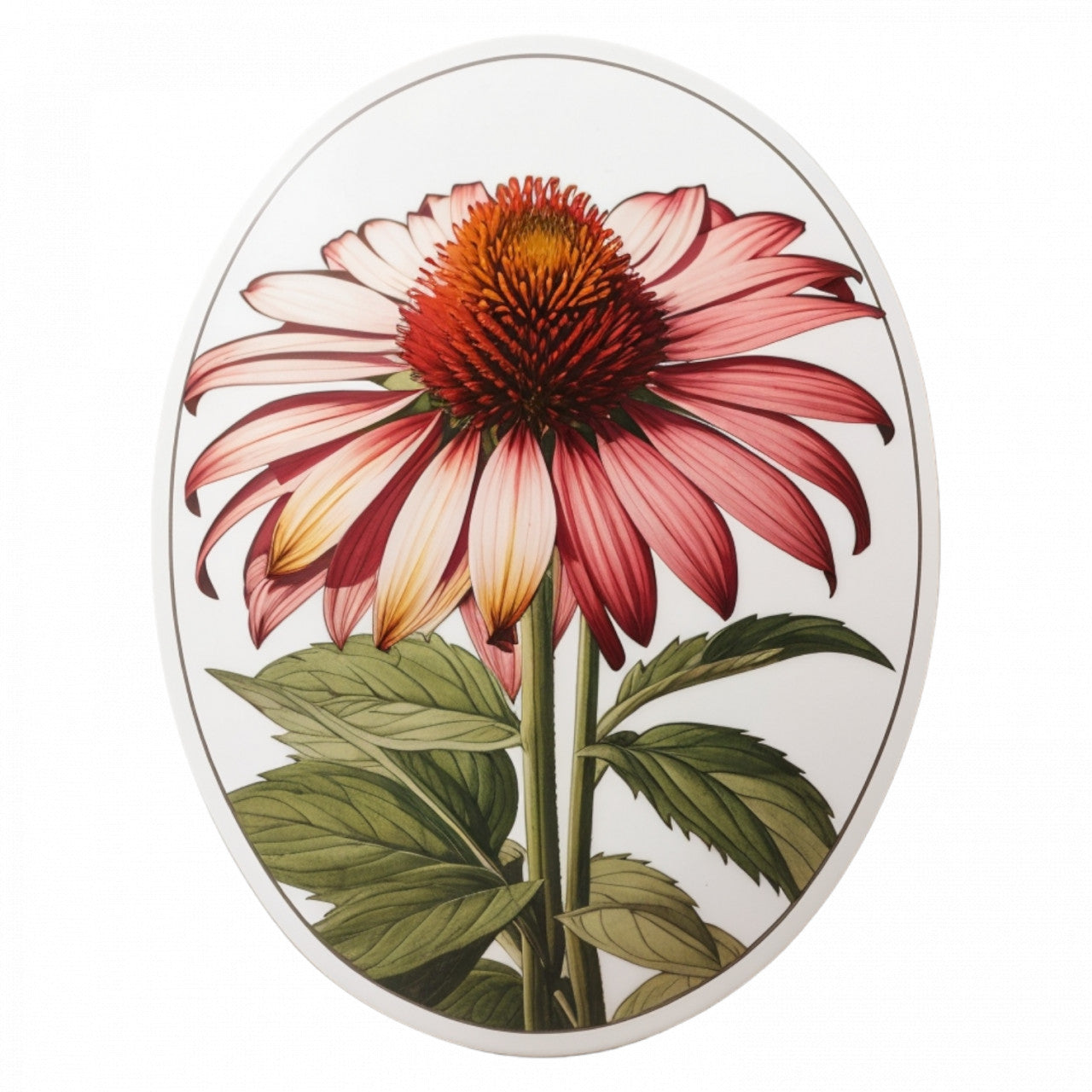Set 3 bucati, Sticker decorativ, Floare de echinacea, Rezistent la apa, NO506, 6 cm, Multicolor