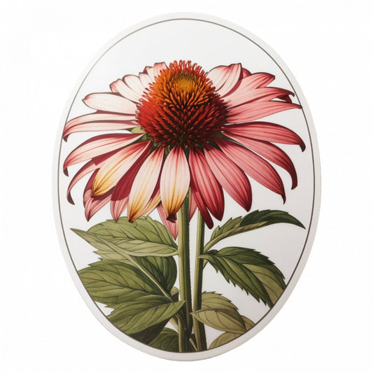 Set 3 bucati, Sticker decorativ, Floare de echinacea, Rezistent la apa, NO506, 6 cm, Multicolor