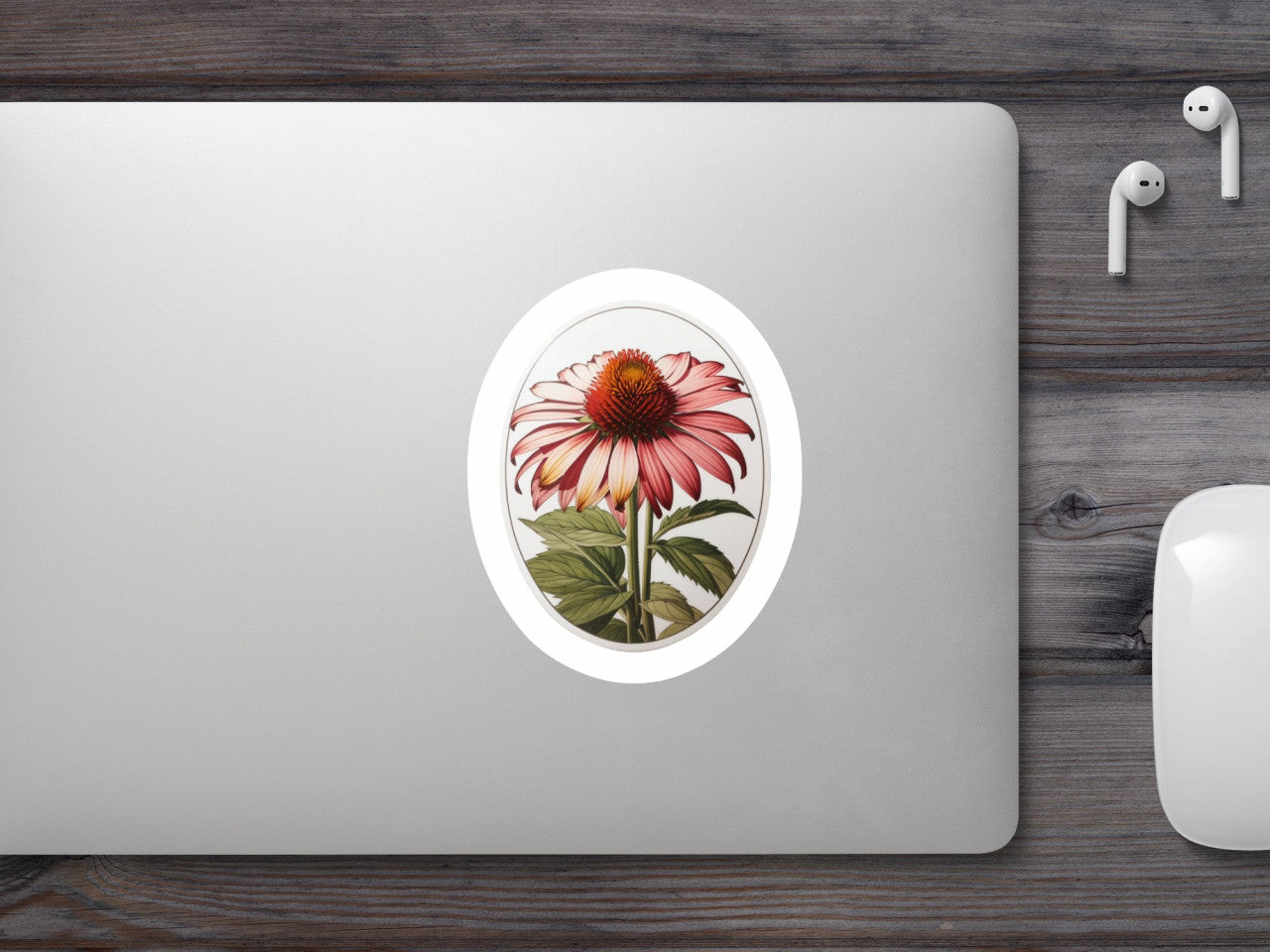 Set 3 bucati, Sticker decorativ, Floare de echinacea, Rezistent la apa, NO506, 6 cm, Multicolor