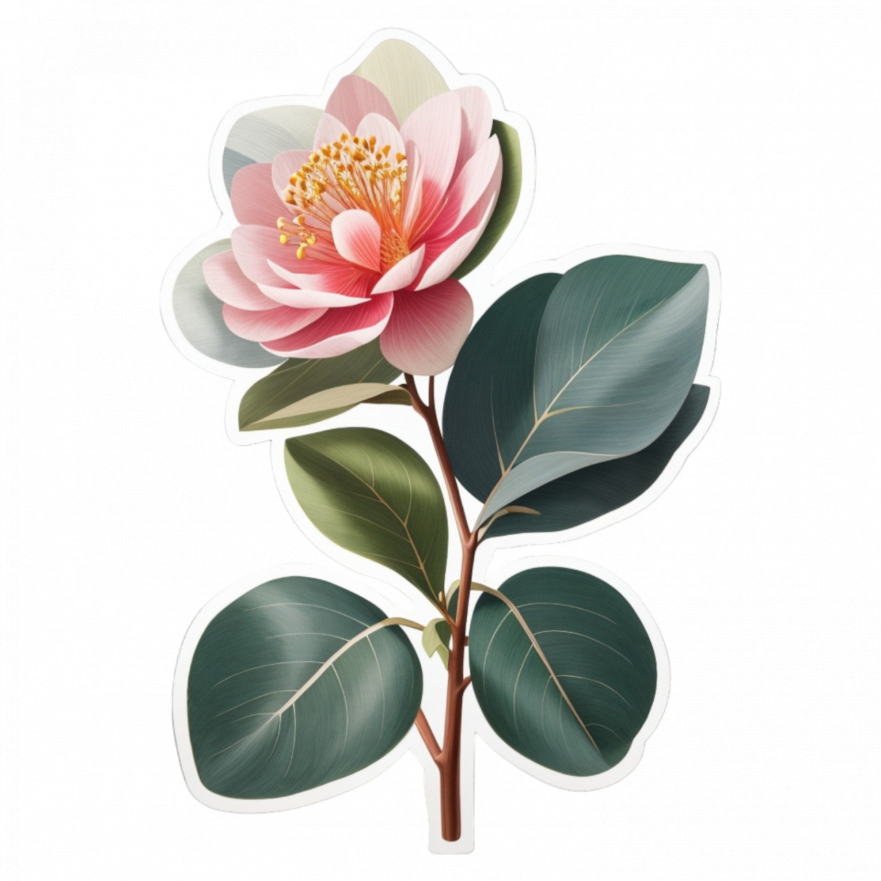 Set 3 bucati, Sticker decorativ, Floare de eucalipt, Rezistent la apa, NO531, 6 cm, Multicolor