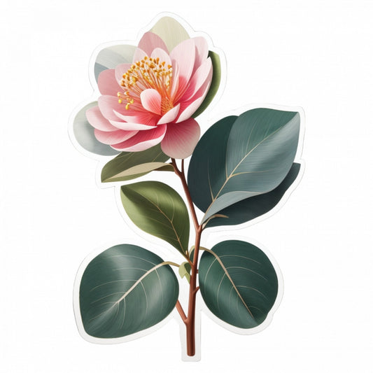 Set 3 bucati, Sticker decorativ, Floare de eucalipt, Rezistent la apa, NO531, 6 cm, Multicolor