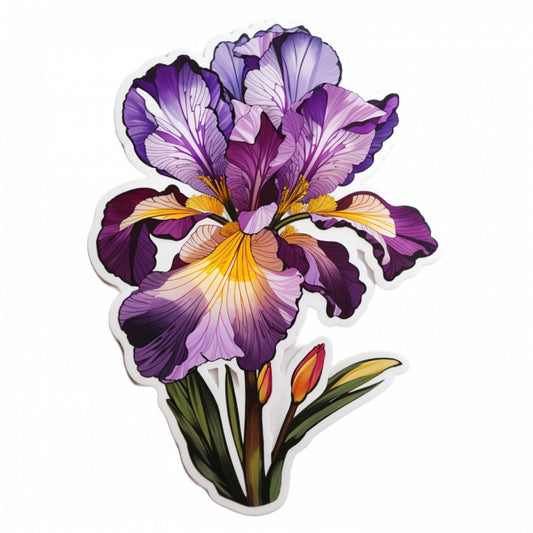 Set 3 bucati, Sticker decorativ, Floare de iris, Rezistent la apa, NO739, 6 cm, Multicolor