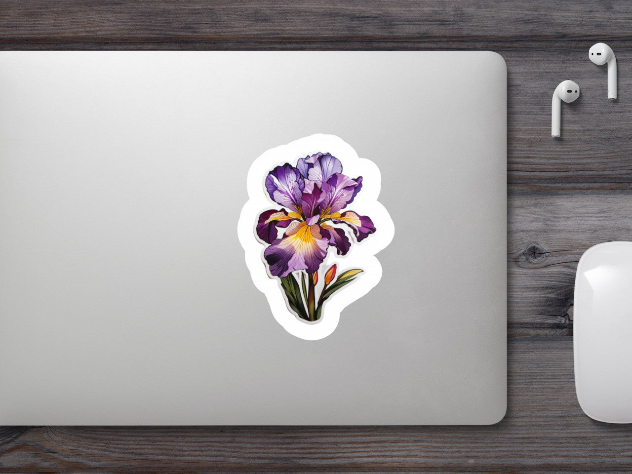 Set 3 bucati, Sticker decorativ, Floare de iris, Rezistent la apa, NO739, 6 cm, Multicolor