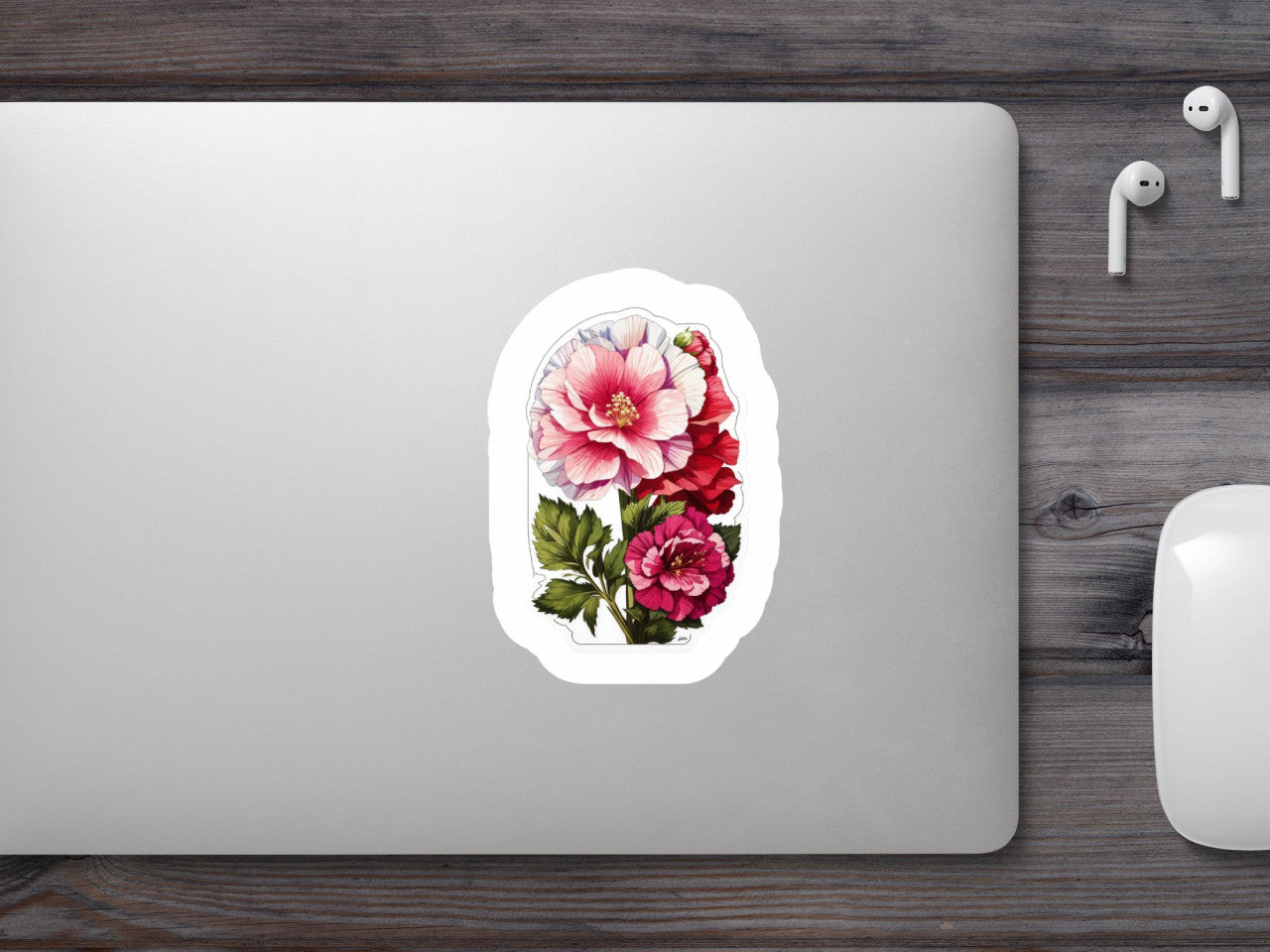 Set 3 bucati, Sticker decorativ, Floare de nalba de gradina, Rezistent la apa, NO707, 6 cm, Multicolor