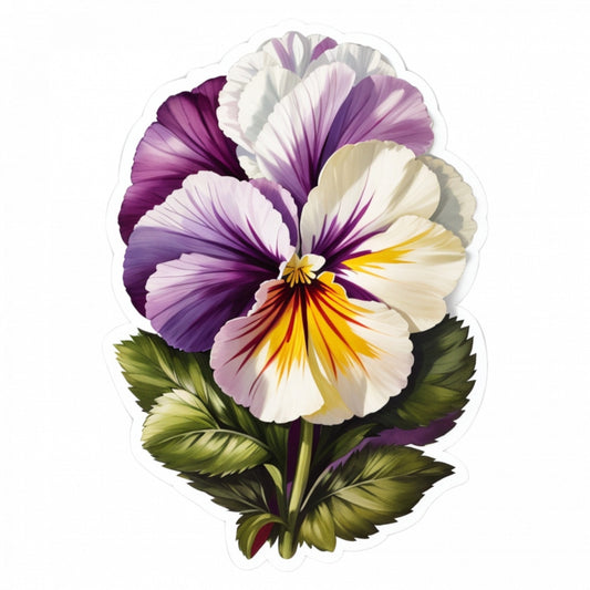 Set 3 bucati, Sticker decorativ, Floare de panseluta, Rezistent la apa, NO1009, 6 cm, Multicolor