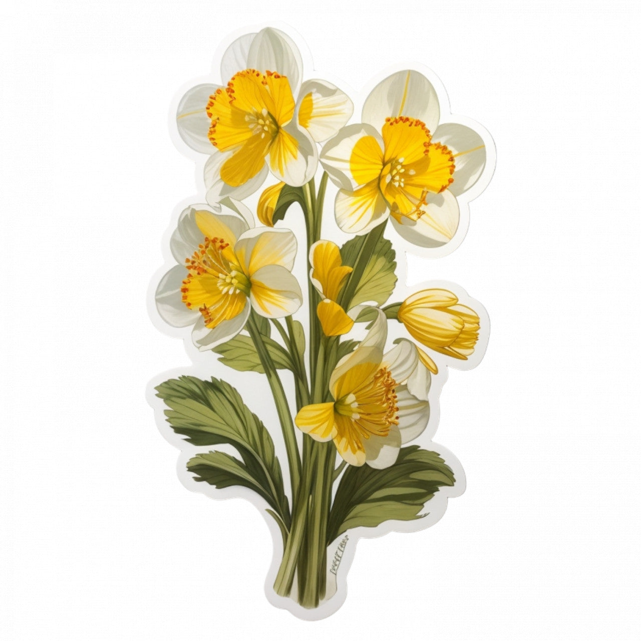 Set 3 bucati, Sticker decorativ, Flori de ciubotica cucului, Rezistent la apa, NO416, 6 cm, Multicolor
